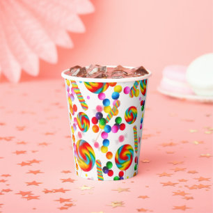 Gobelets En Papier Fête d'anniversaire douce Candyland Candy arc-en-c