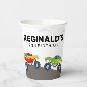 Gobelets En Papier Fête d'anniversaire du camion Monster