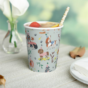 Gobelets En Papier Fête d'anniversaire du chiot bleu Let's Pawty