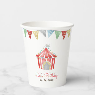 Gobelets En Papier Fête d'anniversaire du cirque vintage