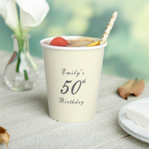 Gobelets En Papier Fête d'anniversaire élégante moderne 50 ans