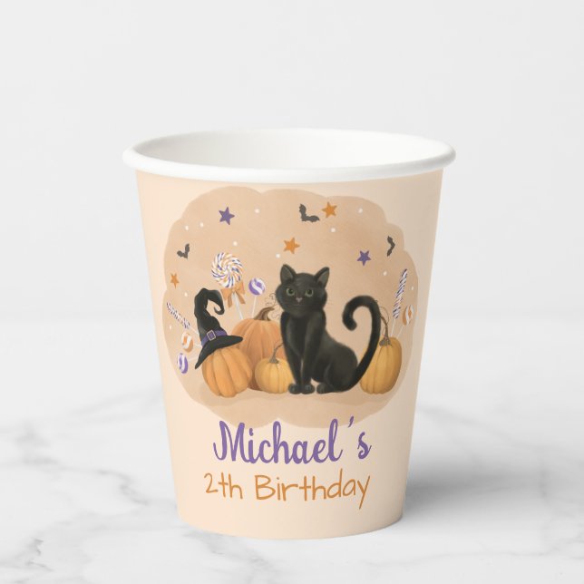 Gobelets En Papier Fête d'anniversaire Halloween  (Recto)