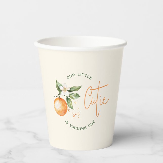 Gobelets En Papier Fête d'anniversaire Little Cutie Citrus Orange (Recto)