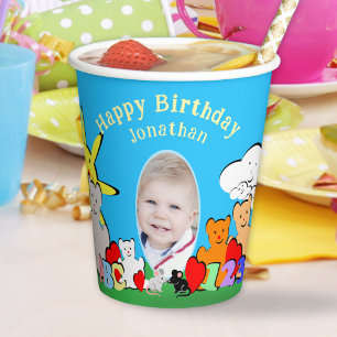 Gobelets En Papier Fête d'anniversaire personnalisée avec des animaux