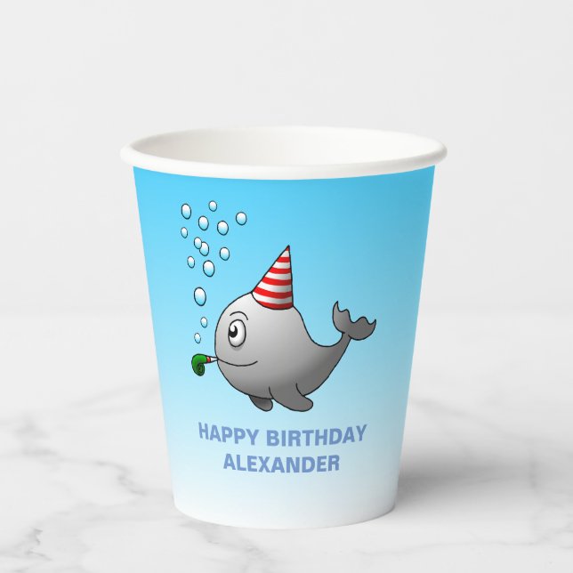 Gobelets En Papier Fête d'anniversaire Piscine (Recto)