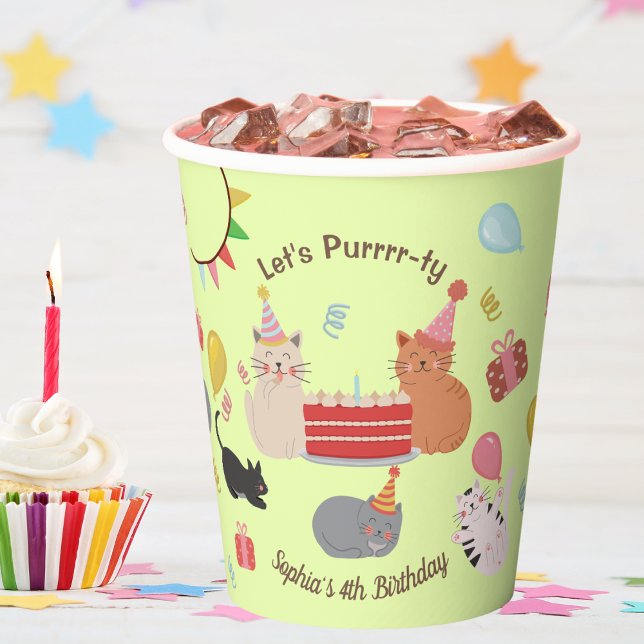 Gobelets En Papier Fête d'anniversaire pour enfants : les chats migno (Créateur téléchargé)