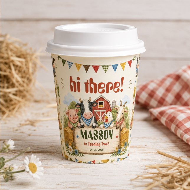 Gobelets En Papier Fête d'anniversaire rustique de la ferme pour enfa (Rustic Barnyard 2nd Birthday kids Party Paper Cups
)