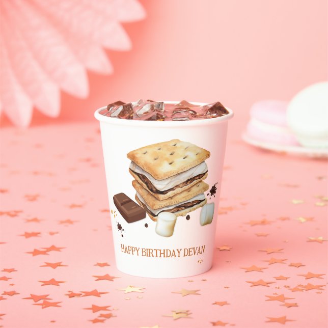 Gobelets En Papier Fête d'anniversaire S'mores (Insitu)