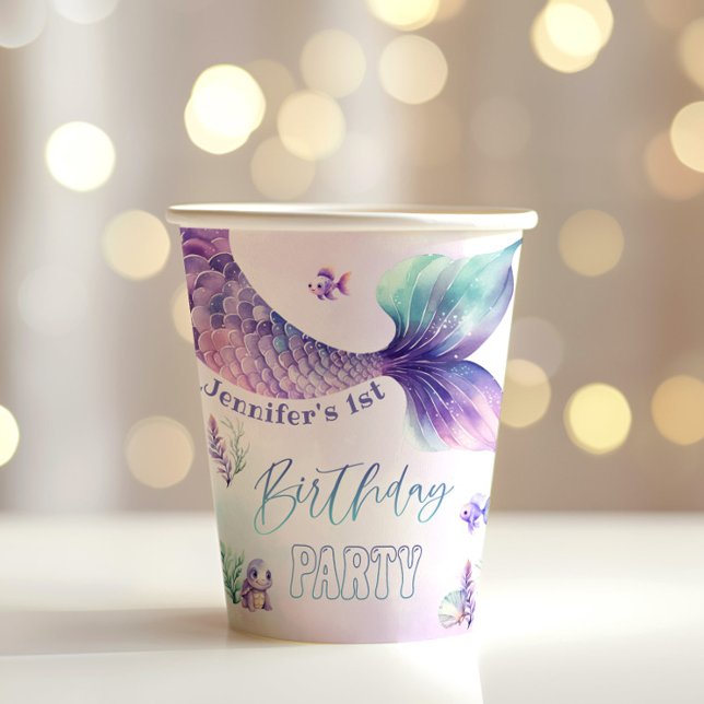 Gobelets En Papier Fête d'anniversaire sous la mer (Créateur téléchargé)