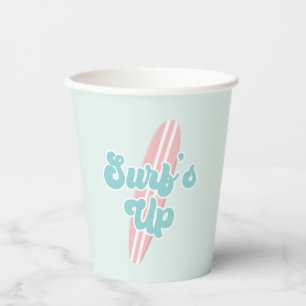 Gobelets En Papier Fête d'anniversaire Surfs Up Pink Beach