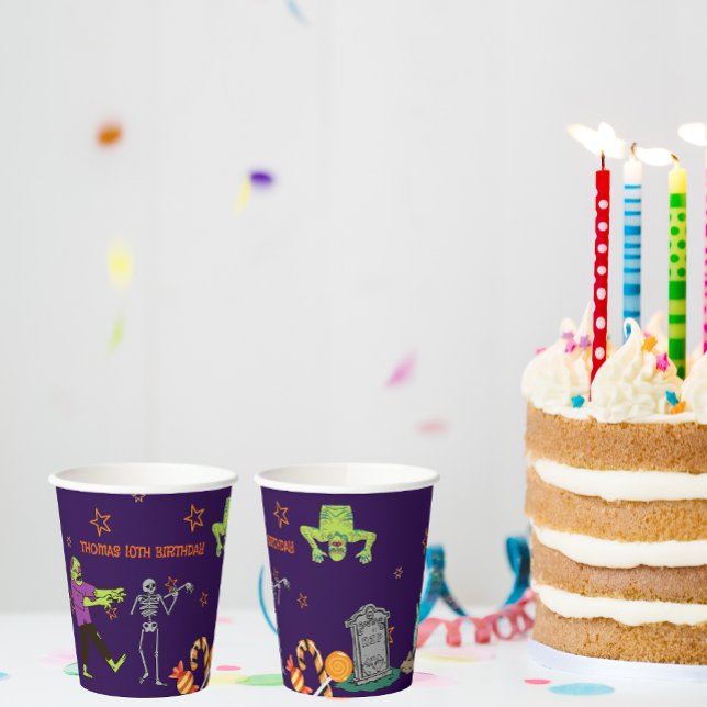 Gobelets En Papier Fête d'anniversaire Zombie (Zombie Birthday Kids Party Paper Cups)