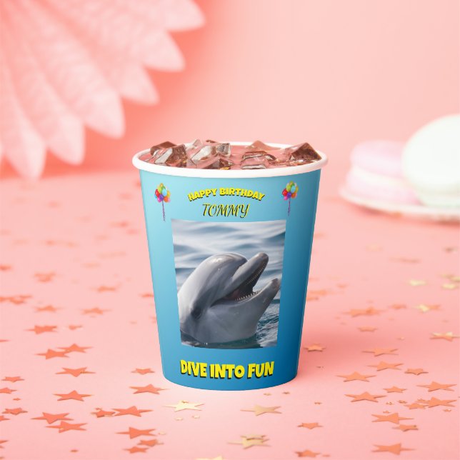 Gobelets En Papier Fête dauphin Splash  (Insitu)