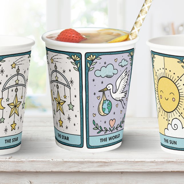 Gobelets En Papier Fête de Baby Shower Tarot (Créateur téléchargé)