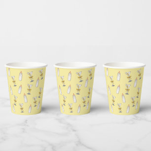 Gobelets En Papier Fête de Bébé Bow Martini Biberons Jaune Doré