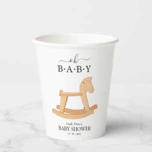Gobelets En Papier Fête de Bébé Cheval à Bascule Minimaliste
