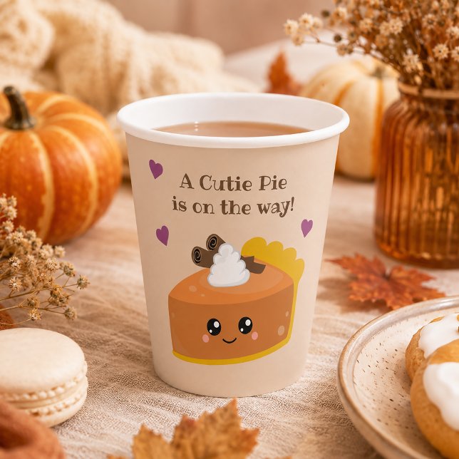 Gobelets En Papier Fête de Bébé en Automne Cutie Pie (Celebrate the sweetest little arrival with these adorable Cutie Pie Fall Baby Shower Paper Cups.)