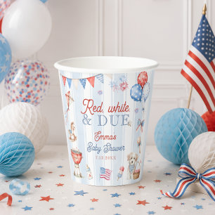 Gobelets En Papier Fête de Bébé Rouge Blanc et à Venir