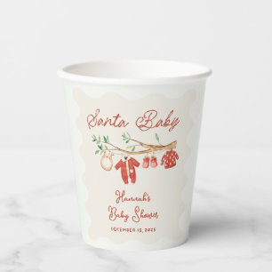 Gobelets En Papier Fête de bébé vintage Santa Baby Noël Baby Shower