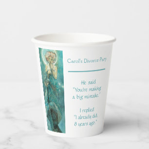 Gobelets En Papier Fête de divorce au clair de lune vert
