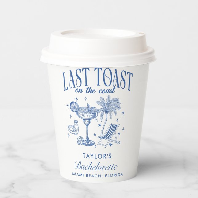 Gobelets En Papier Fête de Fiançailles Côtière Moderne Cocktail Bleu (Recto)