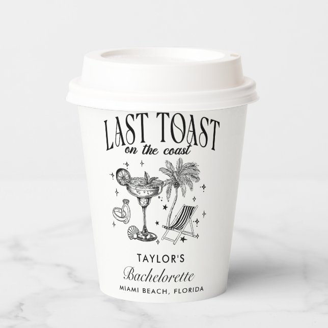 Gobelets En Papier Fête de Fiançailles de Rivage Moderne Cocktail Par (Recto)