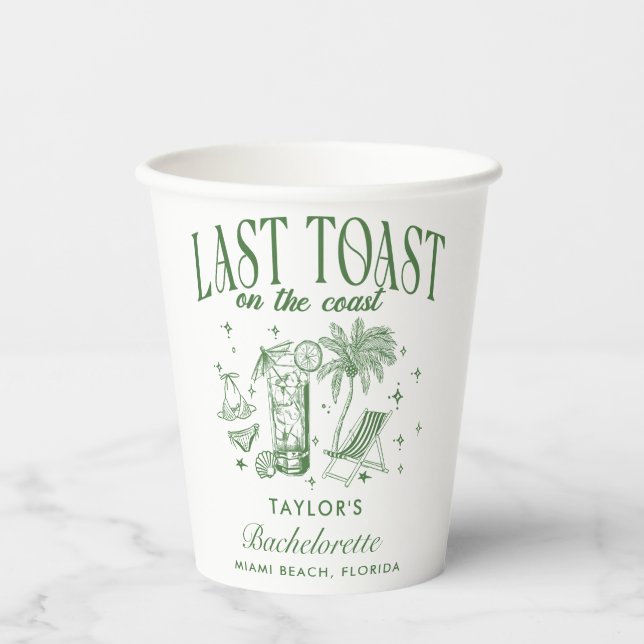 Gobelets En Papier Fête de Fiançailles de Rivage Moderne Cocktail Ver (Recto)