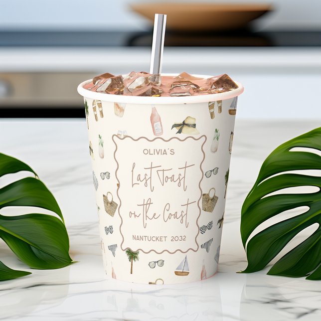 Gobelets En Papier Fête de Fiançailles d'Été sur la Côte (Créateur téléchargé)