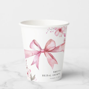 Gobelets En Papier Fête de Fiançailles Noeud Papillon Rose