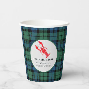 Gobelets En Papier Fête de fiançailles Plaid Tartan Écrevisses à la m