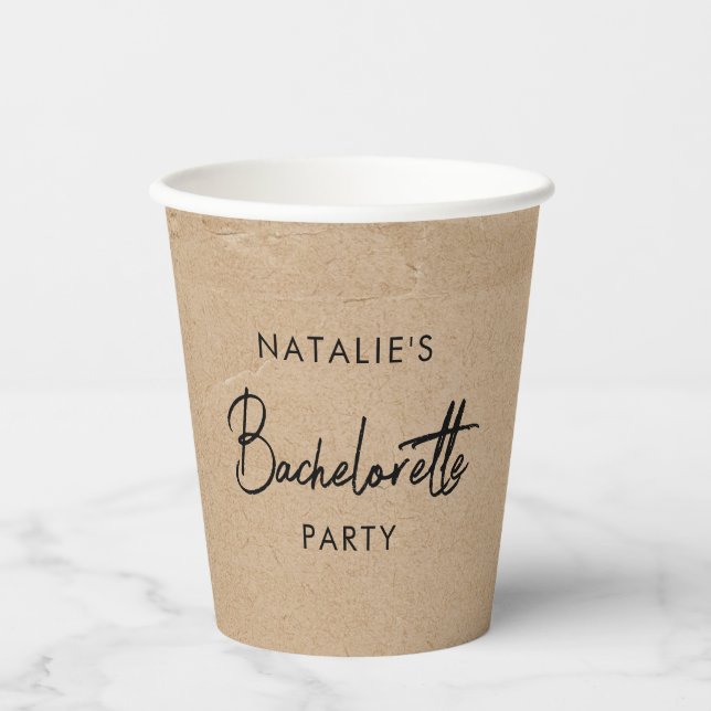 Gobelets En Papier Fête de Fiançailles Simple Kraft Rustique (Recto)