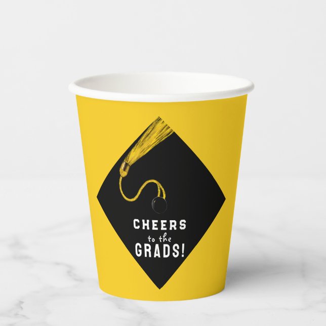 Gobelets En Papier Fête de fin d'études Jaune (Recto)