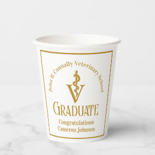 Gobelets En Papier Fête de graduation de l'école vétérinaire d'or per