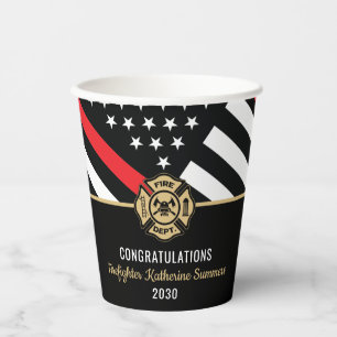 Gobelets En Papier Fête de graduation des pompiers Drapeau mince de l