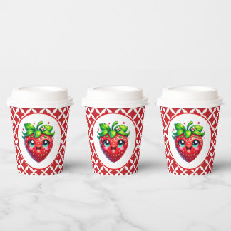 Gobelets En Papier Fête de la fraise mignonne