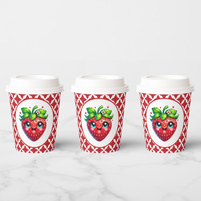 Gobelets En Papier Fête de la fraise mignonne (Multi)