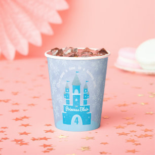 Gobelets En Papier Fête de la princesse d'hiver Château Bleu et