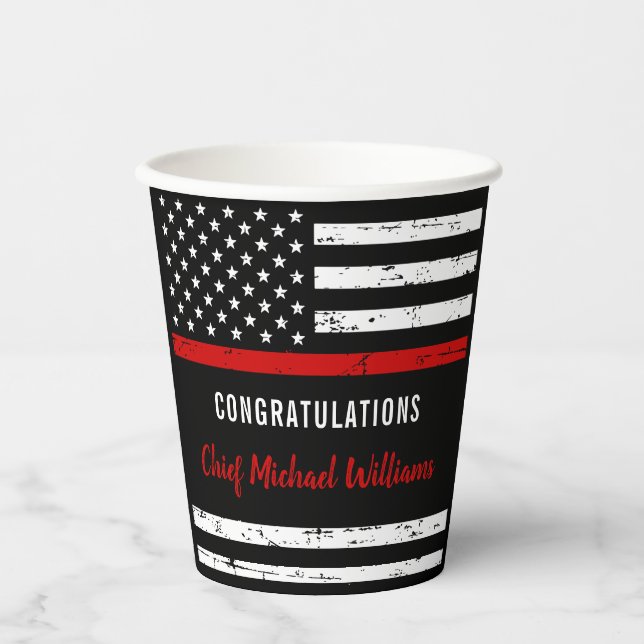 Gobelets En Papier Fête de la retraite des pompiers rustiques (Recto)