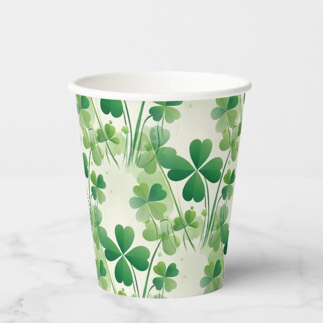 Gobelets En Papier Fête de la Shamrock St Patrick de Four Leaf Clover (Recto)