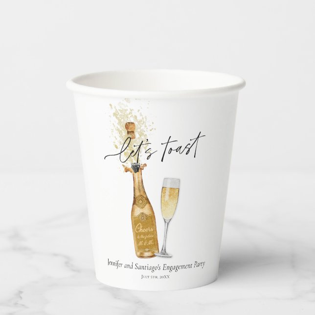Gobelets En Papier Fête de l'engagement Toast Couples (Recto)