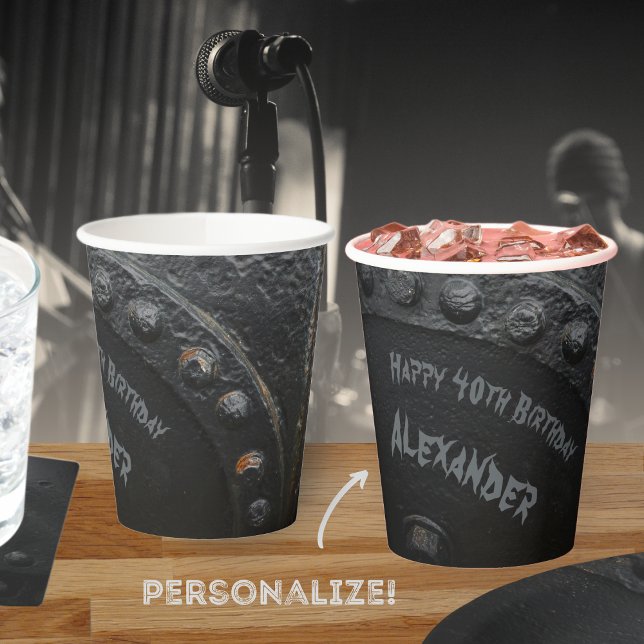 Gobelets En Papier Fête de l'homme de style industriel en métal noir (Créateur téléchargé)