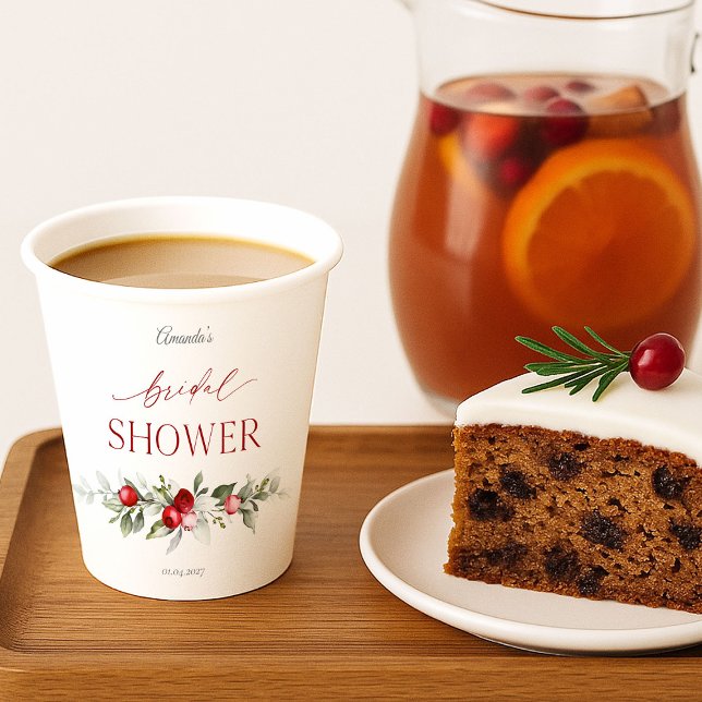 Gobelets En Papier Fête de mariage Berry hivernale (Créateur téléchargé)