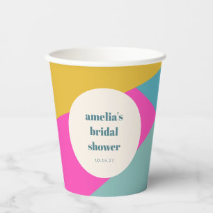 Gobelets En Papier Fête de mariage colorée géométrique unique personn