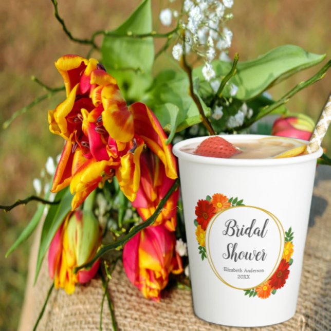 Gobelets En Papier Fête de mariage floral d'automne (Créateur téléchargé)