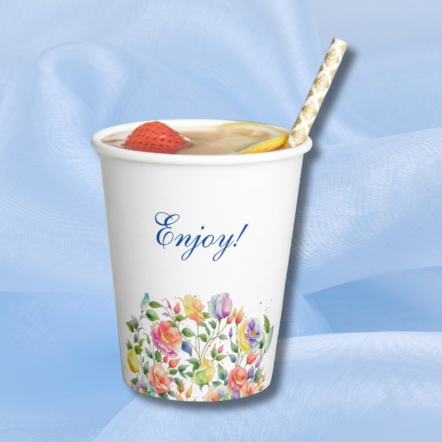 Gobelets En Papier Fête de mariage floral lumineux lilas rose (Créateur téléchargé)