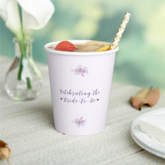 Gobelets En Papier Fête de mariage florale améthyste moderne personna