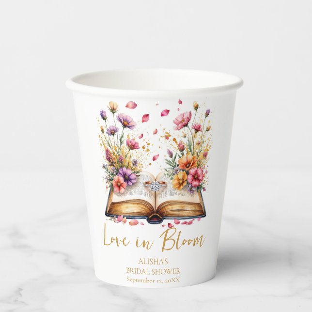 Gobelets En Papier Fête de mariage Love In Bloom (Recto)