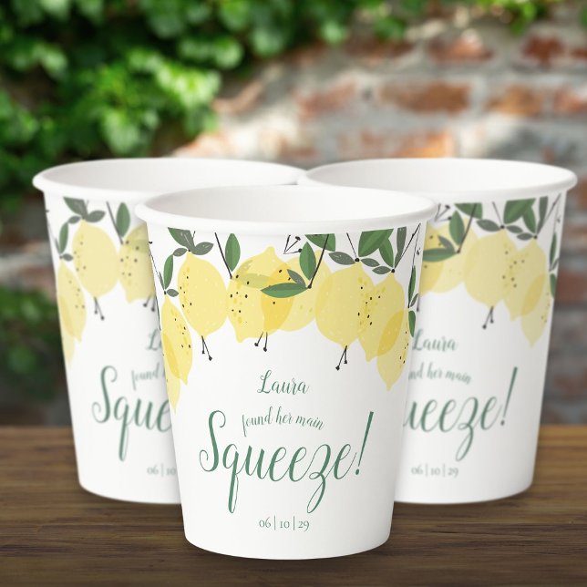 Gobelets En Papier Fête de mariage Main Squeeze Lemons (Main Squeeze Lemons Bridal Shower Paper Cups)
