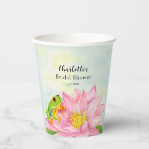 Gobelets En Papier Fête de Mariage Nénuphar Rose et Grenouille Arbori