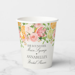 Gobelets En Papier Fête de mariage Pastel Floral Citron Principal Att