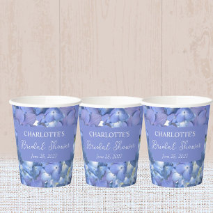 Gobelets En Papier Fête de mariage personnalisée avec hortensias bleu